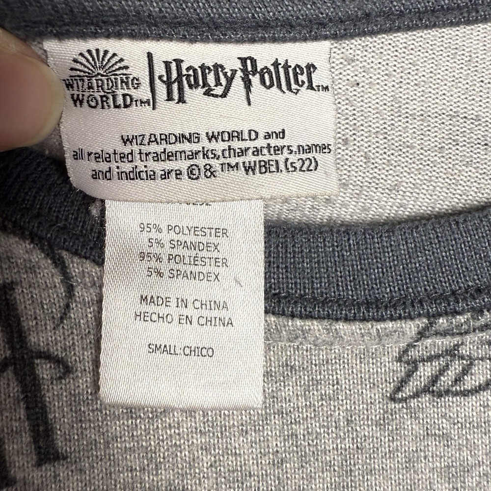 Wizarding World Harry Potter Gray Owl Glasses Print Cozy Pajama Shirt SMALL - Picture 3 of 4